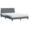 vidaXL Cama com colch&atilde;o Hanko 140x190 cm veludo cinzento-escuro