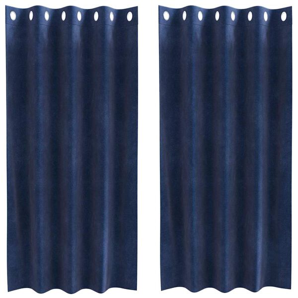 vidaXL Cortinas opacas 2 pcs Azul Escuro 140 x 175 cm Veludo