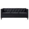 vidaXL Sof&aacute; 3 lugares chesterfield estofos em couro artificial preto