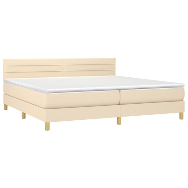 vidaXL Cama box spring c/ colch&atilde;o e LED 200x200 cm tecido cor creme