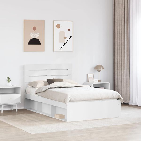 vidaXL Estrutura da Cama com cabeceira Branco 120 x 190 cm