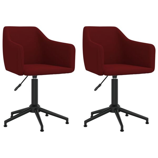 vidaXL Cadeiras de jantar girat&oacute;rias 2 pcs veludo vermelho tinto