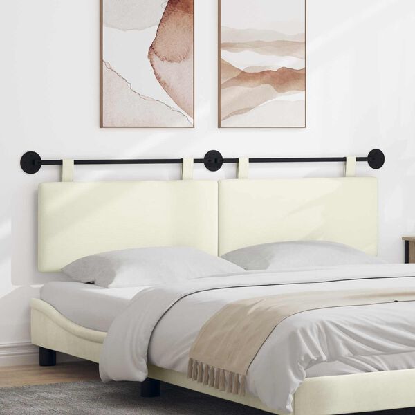 vidaXL Cabeceira Suspensa Montado na parede Liso Creme 170 x 55 x 5 cm