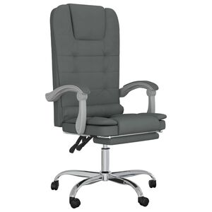 vidaXL Cadeira massagens escrit&oacute;rio reclin&aacute;vel tecido cinzento-escuro