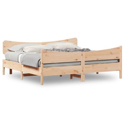 vidaXL Estrutura de cama com cabeceira 180x200 cm pinho maciço