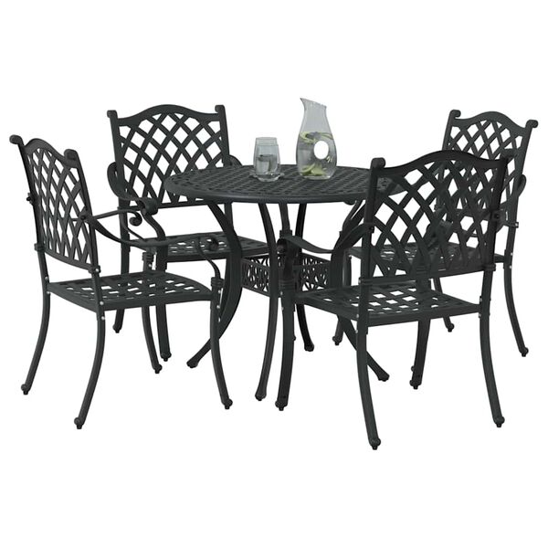 vidaXL Conjunto de Jantar para Jardim 5 pcs Preto 90 x 90 x 75 cm
