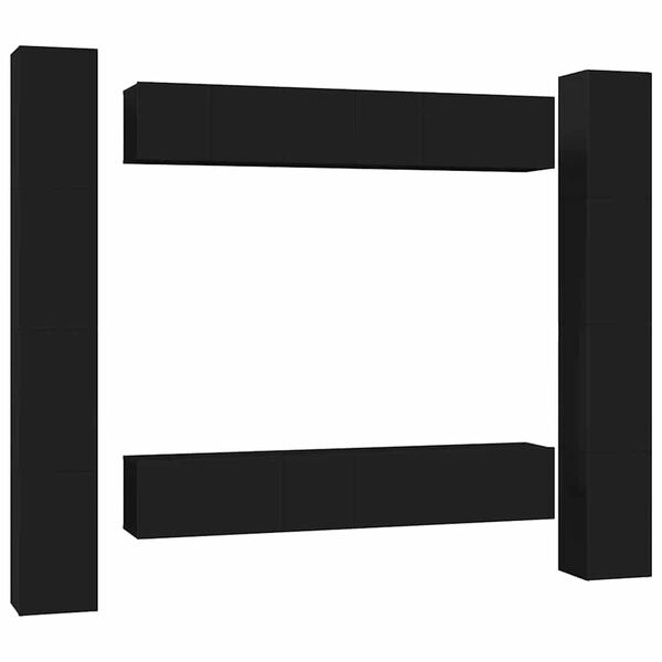 vidaXL 6 pcs conjunto de m&oacute;veis de TV contraplacado preto