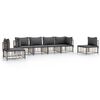 vidaXL 6 pcs conjunto lounge de jardim c/ almofadões vime PE antracite