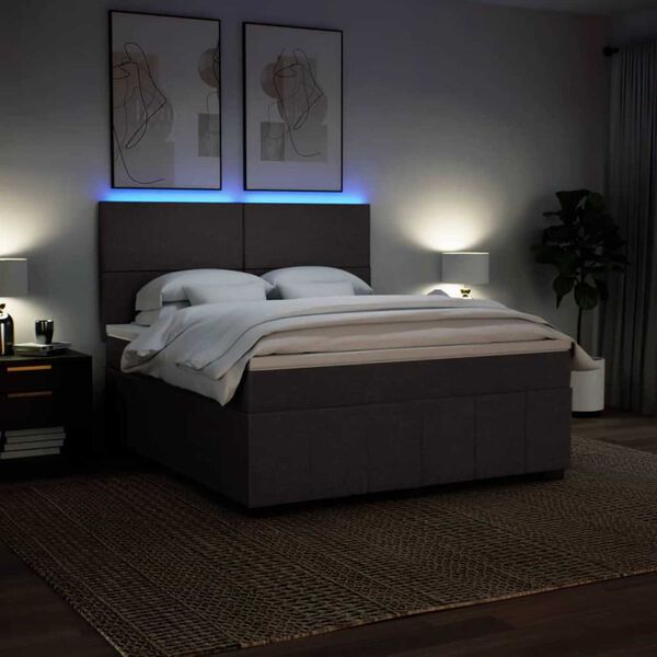 vidaXL Cama com molas/colch&atilde;o 180x200 cm tecido castanho-escuro