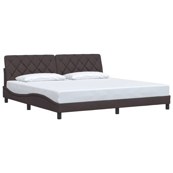 vidaXL Estrutura de cama sem colch&atilde;o 200x200 cm tecido castanho-escuro