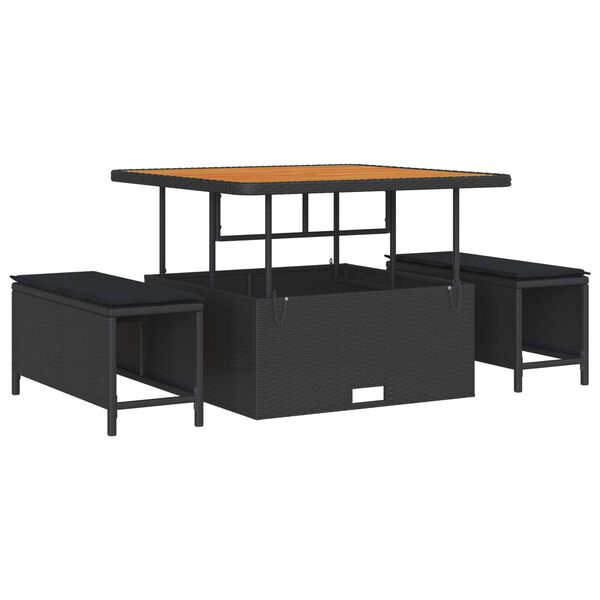 vidaXL Conjunto de Sof&aacute; de Jardim 9 pcs Preto vime PE