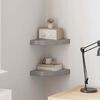 vidaXL Prateleiras canto suspensas 2 pcs 25x25x3,8cm MDF cinza brilh.
