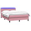 vidaXL Cama box spring c/ colch&atilde;o e LED 160x210 cm veludo rosa