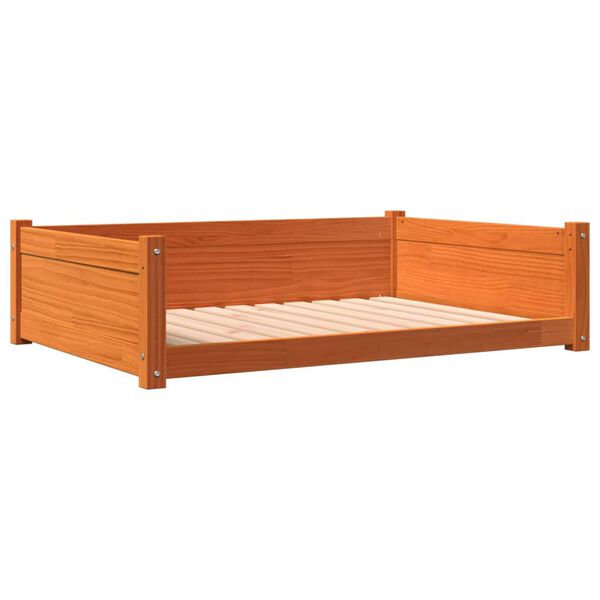 vidaXL Cama para c&atilde;es 105,5x75,5x28 cm madeira de pinho castanho mel