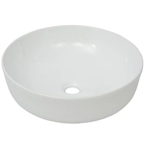 vidaXL Lavat&oacute;rio redondo em cer&acirc;mica branco 41,5x13,5 cm