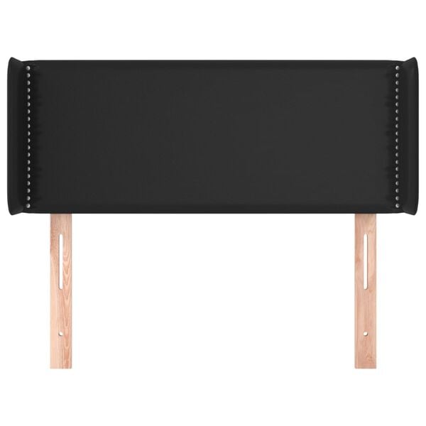 vidaXL Cabeceira de cama c/ abas couro artificial 83x16x78/88 cm preto