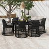 vidaXL 7 pcs conjunto de jantar para jardim com almofad&otilde;es preto
