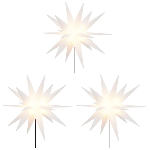 vidaXL Luzes de Natal com espig&otilde;es 3 pcs LEDs dobr&aacute;vel 57 cm branco