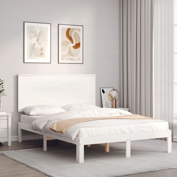vidaXL Cama sem colch&atilde;o 120x200 cm madeira de pinho maci&ccedil;a branco