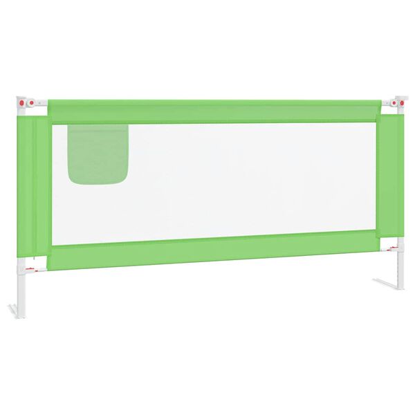 vidaXL Barra de seguran&ccedil;a p/ cama infantil tecido 190x25 cm verde