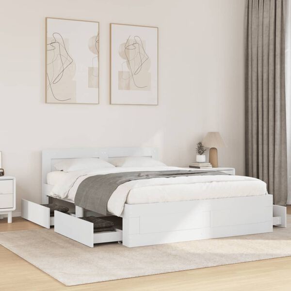 vidaXL Estrutura de cama c/ cabeceira sem colch&atilde;o 140x190 cm branco