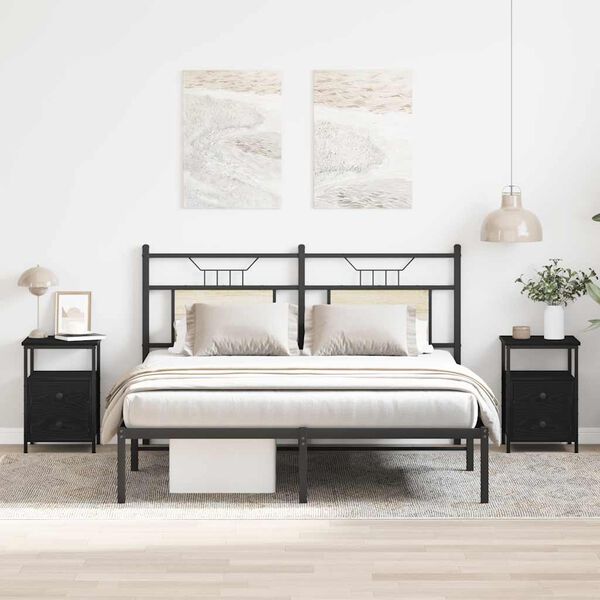 vidaXL Mesas de cabeceira 2 peças carvalho preto 34x35,5x50 cm madeira projetada