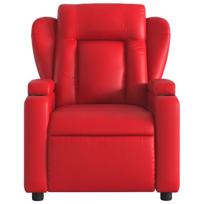 vidaXL Poltrona massagens reclinável elétrica couro artif. vermelho