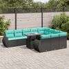 vidaXL 11 pcs conjunto sof&aacute;s jardim c/ almofad&otilde;es vime PE/ac&aacute;cia preto