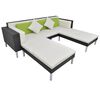 vidaXL 4 pcs conjunto lounge de jardim c/ almofadões vime PE preto