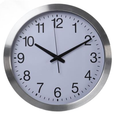 Perel Relógio de parede 40 cm branco e prateado