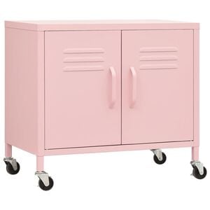 vidaXL Arm&aacute;rio de arruma&ccedil;&atilde;o a&ccedil;o 60x35x56 cm rosa