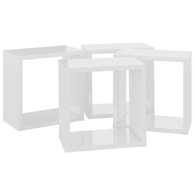 vidaXL Prateleiras parede forma de cubo 4pcs 26x15x26 cm branco brilh.
