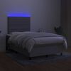 vidaXL Cama box spring c/ colch&atilde;o e LED 120x200 cm tecido cinza-claro