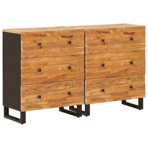 vidaXL Buffet 2 pcs Castanho 60 x 33 x 75 cm Madeira de manga maci&ccedil;a