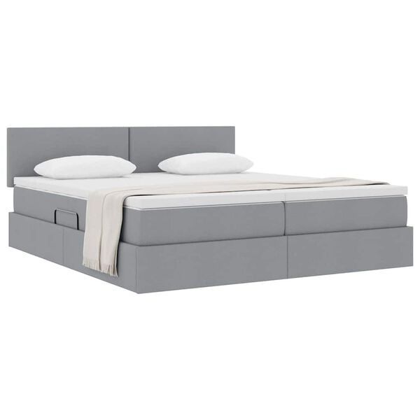 vidaXL Cama com Armazenamento com colch&atilde;o Cinzento-claro 200 x 200 cm
