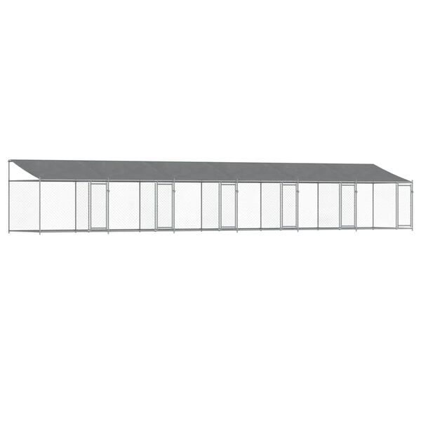 vidaXL Jaula para cão com telhado/portas 12x2x2m aço galvanizado cinza