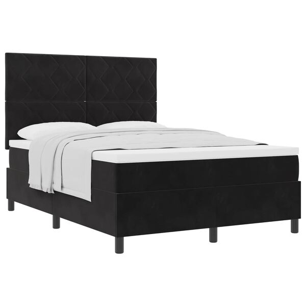 vidaXL Cama Box com colch&atilde;o com cabeceira Preto 160 x 200 cm tecido