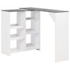 vidaXL Mesa de bar com prateleira mov&iacute;vel branco 138x39x110 cm
