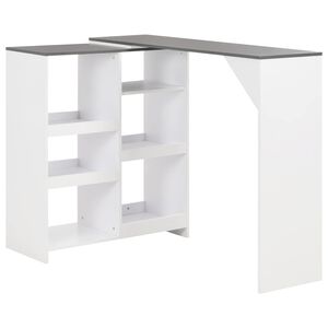 vidaXL Mesa de bar com prateleira mov&iacute;vel branco 138x39x110 cm
