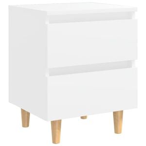 vidaXL Mesa de cabeceira c/ pernas de pinho maci&ccedil;o 40x35x50 cm branco