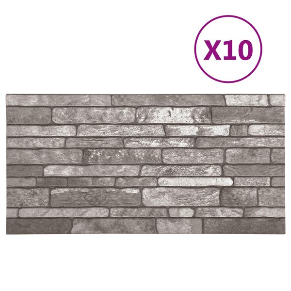 vidaXL Pain&eacute;is de parede 10 pcs Cinza Escuro 100 x 50 cm Espuma EPS