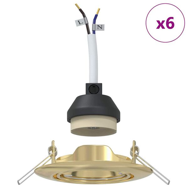 vidaXL Holofote 6 pcs Ouro 9 x 9 x 2.5 cm Metal