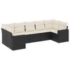vidaXL 7 pcs conjunto de sof&aacute;s p/ jardim c/ almofad&otilde;es vime PE preto