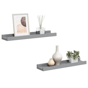 vidaXL Unidade de prateleiras com rebordo 2 pcs 40x9x3 cm MDF cinzento