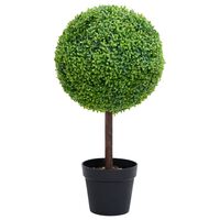 vidaXL Planta artificial buxo em forma de esfera com vaso 50 cm verde