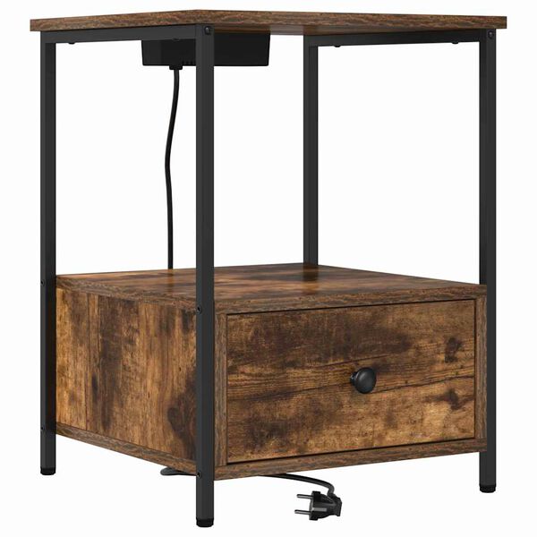 vidaXL Arm&aacute;rio de Cabeceira Carvalho Defumado 42 x 41 x 56 cm