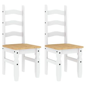 vidaXL Cadeiras de jantar 2 pcs Corona 42x47x107cm pinho maci&ccedil;o branco
