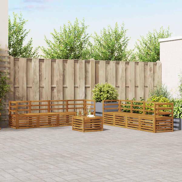 vidaXL Conjuntos de sof&aacute;s 9 pcs Natural Madeira S&oacute;lida de Ac&aacute;cia