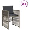 vidaXL Cadeiras de jardim com almofad&otilde;es 4 pcs vime PE cinzento
