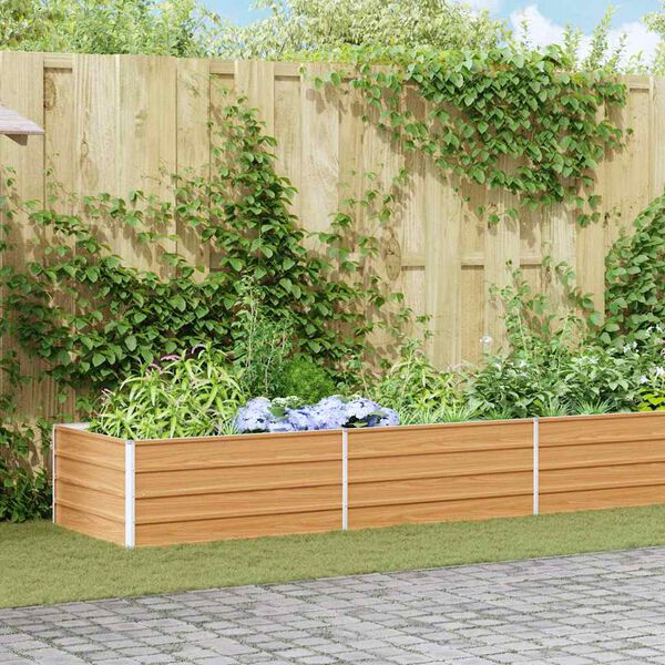 vidaXL Canteiro elevado de jardim 600x80x45cm aço galvanizado prateado
